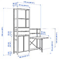 IVAR 2 sec/storage unit w foldable table, pine, 175x30x226 cm
