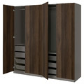 PAX / STORKLINTA Wardrobe combination, dark grey/dark brown stained oak effect, 200x66x201 cm