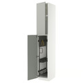 METOD High cabinet with cleaning interior, white/Havstorp light grey, 40x60x240 cm