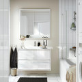 ÄNGSJÖN / BACKSJÖN Wash-stnd w drawers/wash-basin/tap, high-gloss white/white marble effect, 102x49x71 cm