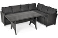 Garden Corner Sofa Set with Table, black