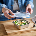 IKEA 365+ Food container with lid, square stainless steel/plastic, 600 ml