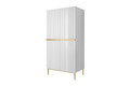 Wardrobe Nicole with Drawer Unit 100 cm, matt white, gold legs