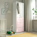 SMÅSTAD / PLATSA Wardrobe, white pale pink/with 4 drawers, 60x42x181 cm