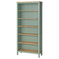 Bookcase, grey-green/light brown stained, 90x197 cm