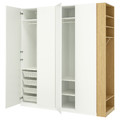 PAX / FORSAND Wardrobe combination, white white/oak effect, 220x60x236 cm