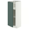 METOD Base cabinet with shelves, white/Aspudden dark grey-green, 30x37 cm