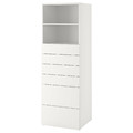 SMÅSTAD / PLATSA Bookcase, white white, with 6 drawers, 60x55x180 cm