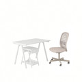 TROTTEN / FLINTAN Desk and storage combination, and swivel chair white/beige