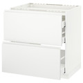 METOD / MAXIMERA Base cab f hob/2 fronts/3 drawers, white/Voxtorp matt white, 80x60 cm