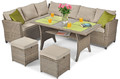 Large Garden Corner Sofa, Set with table, cappucino
