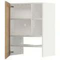 METOD Wall cb f extr hood w shlf/door, white/Forsbacka oak, 60x80 cm