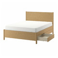 TONSTAD Bed frame with storage, oak veneer/Leirsund, 160x200 cm