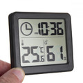 GreenBlue Clock with Thermometer GB384B, black