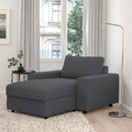 VIMLE Chaise longue, with wide armrests/Hallarp grey