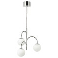 SIMRISHAMN Pendant lamp, 3-armed, chrome-plated, opal white glass