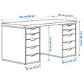 LAGKAPTEN / ALEX Desk, black-brown/white stained oak effect, 140x60 cm