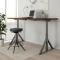 IDÅSEN Desk sit/stand, brown/dark grey, 160x80 cm