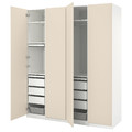 PAX / REINSVOLL Wardrobe combination, white/grey-beige, 200x60x236 cm