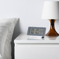 FILMIS Clock/thermometer/alarm, low-voltage/grey, 16.5x9 cm