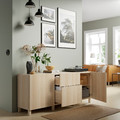 BESTÅ Storage combination with drawers, white stained oak effect/Lappviken/Stubbarp white stained oak effect, 180x42x74 cm