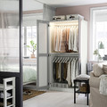 PAX / KAMMARTORP Wardrobe combination, white mirror glass/grey, 100x60x201 cm