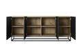 Four-Door Cabinet Asha 200cm, metal legs, artisan/matt black