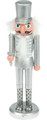 Nutcracker Christmas Decoration 28cm, silver, hat