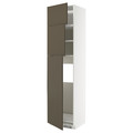 METOD High cab for fridge with 3 doors, white/Havstorp brown-beige, 60x60x240 cm