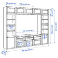 BESTÅ TV storage combination/glass doors, white Sutterviken/Sindvik white clear glass, 300x42x231 cm