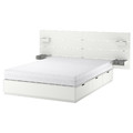 NORDLI Bed frame with storage and mattress, with headboard white/Åkrehamn medium firm, 160x200 cm