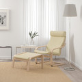 POÄNG Armchair and footstool, white stained oak veneer/Glose eggshell