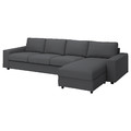 VIMLE Cover 4-seat sofa w chaise longue, with wide armrests/Hallarp grey
