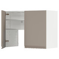 METOD Wall cb f extr hood w shlf/door, white/Upplöv matt dark beige, 80x60 cm