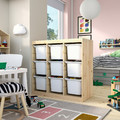 TROFAST Storage combination with boxes, room divider/light white stained pine white, 93x44x91 cm