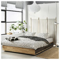 MANDAL Bed frame with storage, birch/grey, 140x200 cm