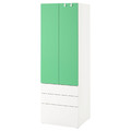 SMÅSTAD / PLATSA Wardrobe, white green/with 3 drawers, 60x42x181 cm