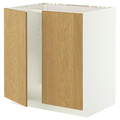 METOD Base cabinet for sink + 2 doors, white/Sinarp oak veneer, 80x60 cm