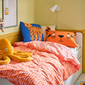 NATTHÄGER Duvet cover and pillowcase, orange/tiger, 150x200/50x60 cm