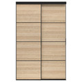 SKYTTA / MEHAMN Sliding door combination, black/double sided white stained oak effect, 152x240 cm