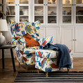 STRANDMON Slipcover for footstool, Stigsbo multicolour/beige