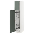 METOD High cabinet with cleaning interior, white/Bodarp grey-green, 40x60x200 cm