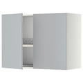METOD Wall cabinet w dish drainer/2 doors, white/Veddinge grey, 80x60 cm