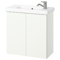 ENHET / TVÄLLEN Wash-stnd w doors/wash-basin/tap, white, 64x33x65 cm