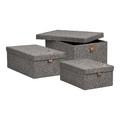 Set of 3 Storage Boxes Dark Gray