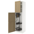 METOD High cabinet with cleaning interior, white/Forsbacka oak, 60x60x220 cm