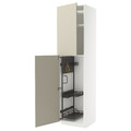 METOD High cabinet with cleaning interior, white/Havstorp beige, 60x60x240 cm