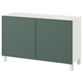 BESTÅ Storage combination with doors, Krukmakare dark grey-green/Stubbarp white, 120x42x74 cm