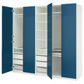 PAX / FYRUDDEN Wardrobe combination, white/blue, 250x60x236 cm