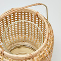 PÅVEFINK Lantern for pillar candle, bamboo, 25 cm